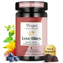 Winged Wellness Love Bites, Libido Booster for Women with Maca Root - Libido & Pleasure Booster with Horny Goat Weed & Damiana - Natural Aphrodisiac Gummy Supplement - Wild Blueberry, 60 Vegan Gummies