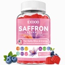 Saffron Gummies for Women & Men | Supplements with Saffron Extract, Shilajit, Magnesium Glycinate, L-Theanine & Passion Flower | Mood & Focus Support | Vegan Berry Flavor | 60 Count