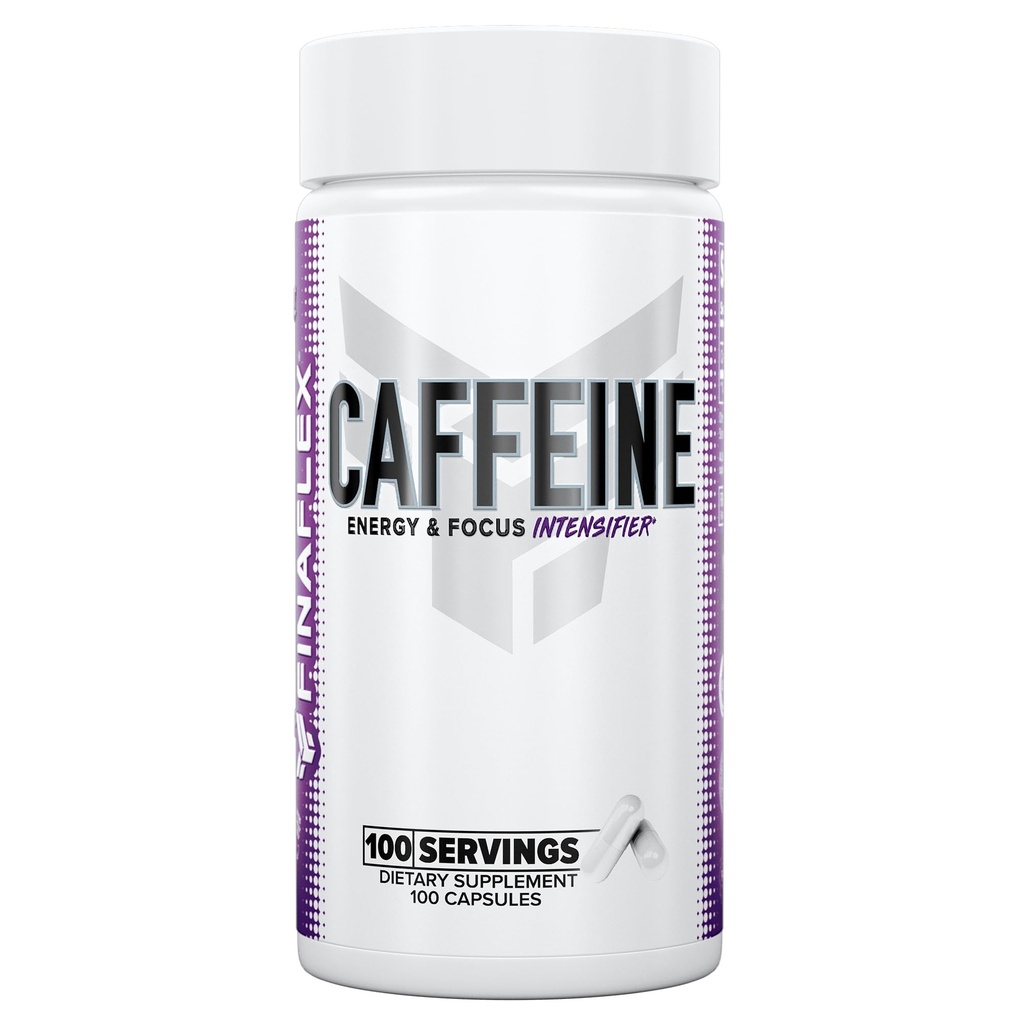 FINAFLEX PURE CAFFEINE - 100 Capsules - Promotes Mental Alertness, Energy & Focus for Men & Women - With Caffeine Anhydrous - 100 Servings