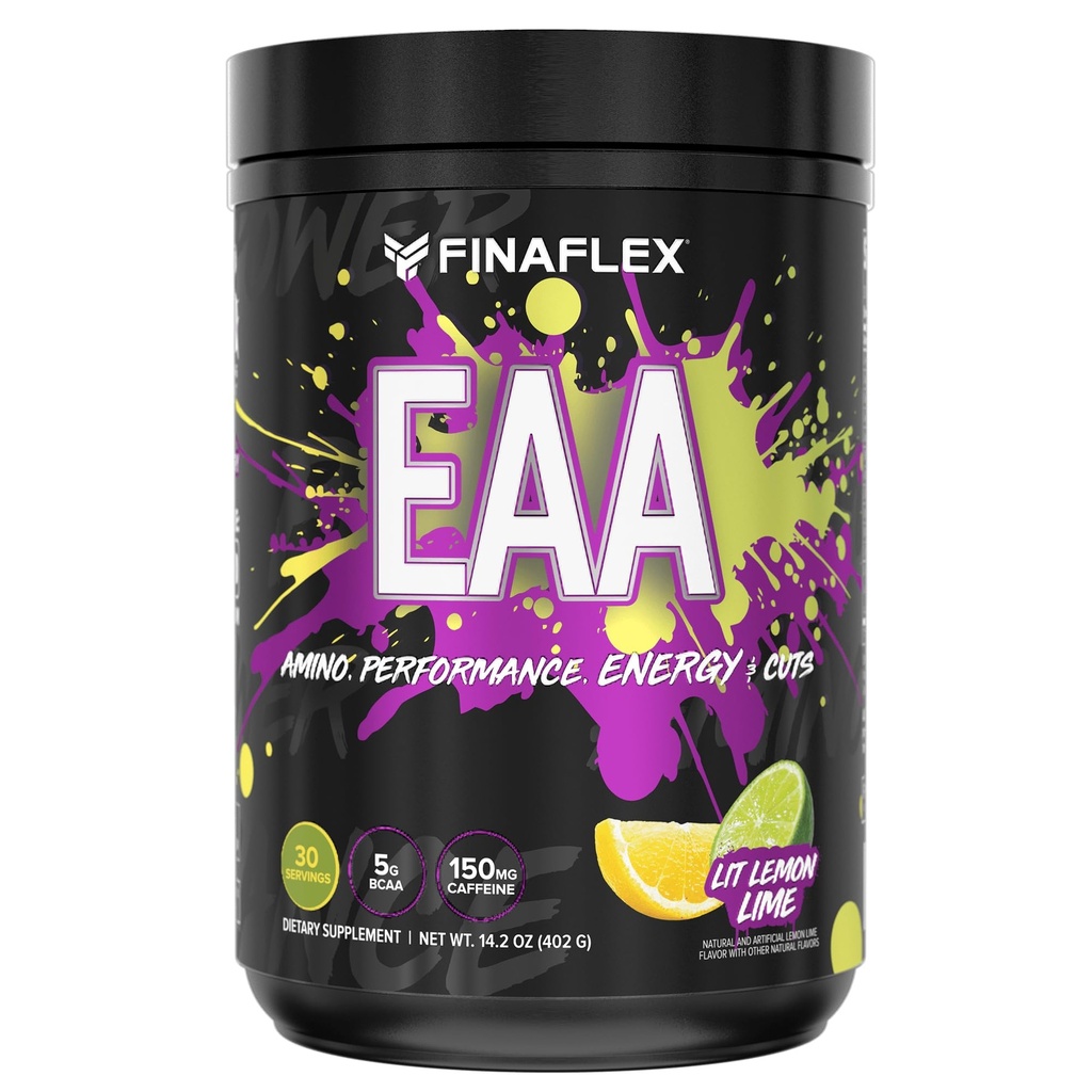 FINAFLEX EAA HARDCORE, Lit Lemon-Lime - 14.2 oz - Promotes Performance, Energy & Cuts - With BCAAs, L-Glutamine, L-Arginine, Acetyl-L-Carnitine & Caffeine - 30 Servings