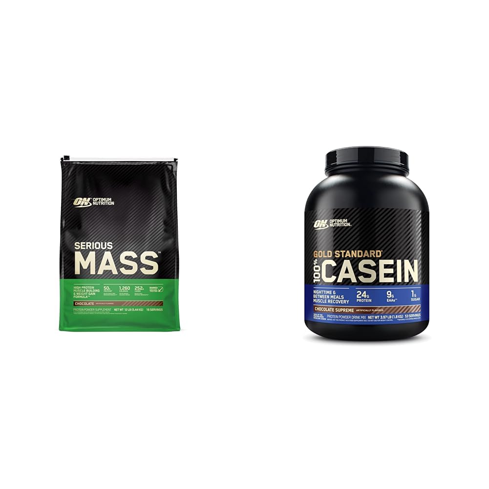 Optimum Nutrition Serious Mass Weight Gainer Protein Powder & Gold Standard 100% Micellar Casein Protein Powder