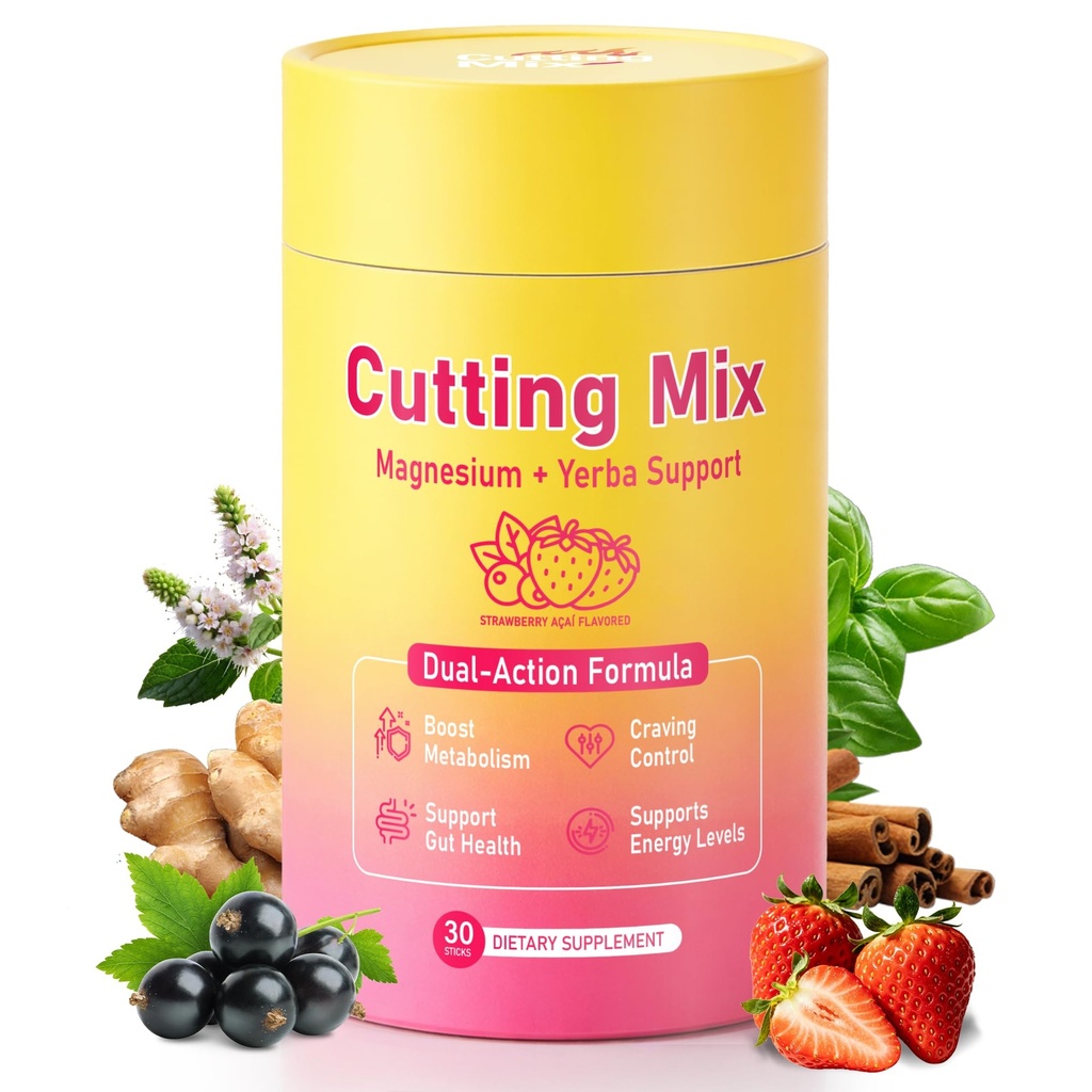 Cutting Drink Mix – Dual-Action Satiety Signaling, Energy & Digestive Health with Berberine, Chromium, FOS, Yerba Mate & 5-HTP | Vegan, Sugar-Free, Non-GMO - 30 Sticks