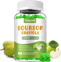 Sugar Free Soursop Graviola Gummies - Βιολογικά Φύλλα Καρπού & εκχύλισμα φρούτων - Digestive Aid, Immune Support & Antioxidant Properties - 60 Apple Flavored Gummies