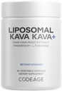Codeage Liposomal Kava Kava+ Supplement - 500 mg 30% Kavalactones with Magnesium Glycinate - Magnesium Oxide - L-Theanine - Liposomal Delivery - Non-GMO - 60 Capsules