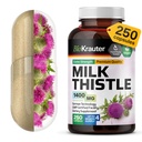 BIO KRAUTER® Γάλα Thittle συμπλήρωμα για τον καθαρισμό του ήπατος & Detox - καθαρό γάλα Vegan Thittle Extract 1400 mg ανά σερβίροντας Сontains Silymarin - 250 κάψουλες, 125 ημέρες προσφοράς, μη ΓΤΟ