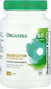 Organika Quercetin with Bromelain Supplement (120 Tablets): High-Absorption Bromelain Quercetin Supplement for Defenses, Seasonal Allergies, Mobility, & Clear Airways