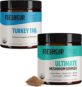 FreshCap Mushrooms Immunity Bundle (Turkey Tail Powder and Ultimate Mushroom Complex Powder)