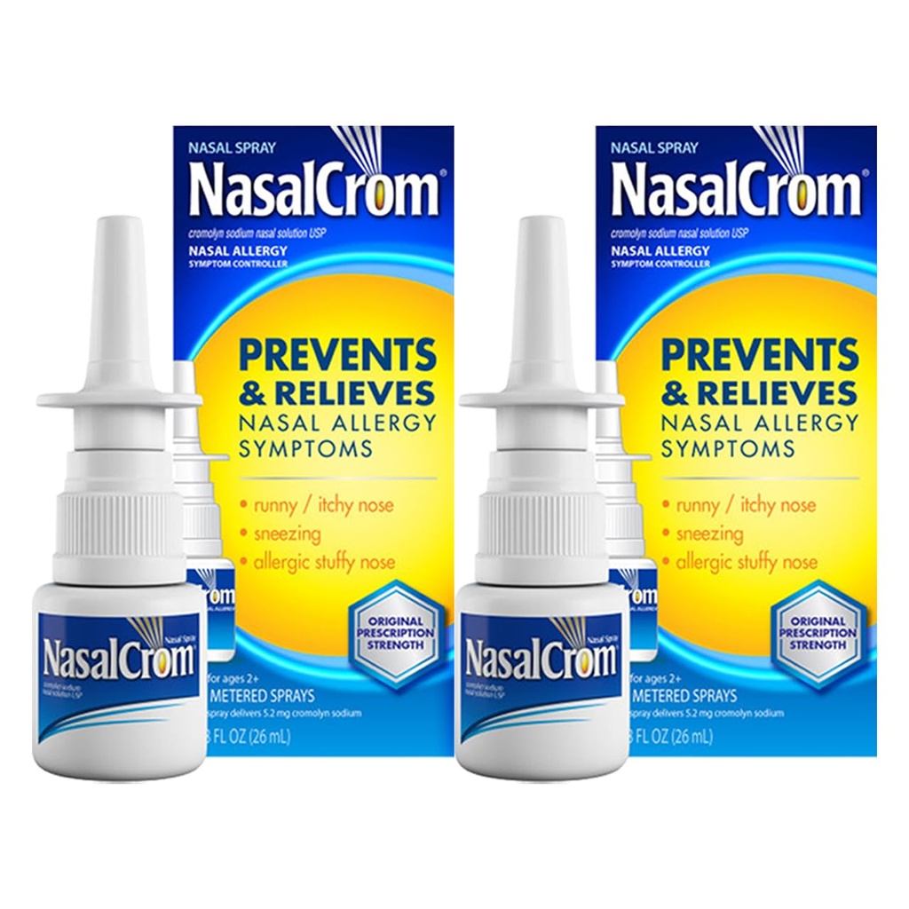NasalCrom Nasal Spray Allergy Symptom Controller | 200 Sprays | .88 FL OZ (2 Pack)