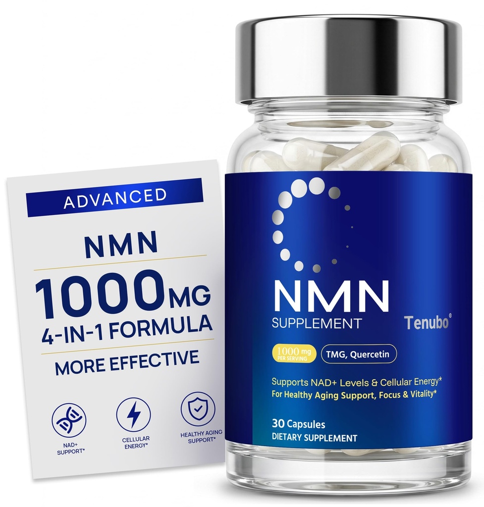 NMN 1000mg Supplement - Nicotinamide Mononucleotide with Resveratrol, TMG & Quercetin - Supports NAD+ Levels, Energy & Healthy Aging - Vitality & Focus - GMP Certified, 30 Veggie Capsules
