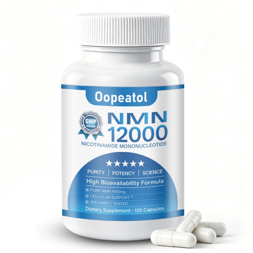 NMN Supplement, 400mg Per Serving Beta-Nicotinamide Mononucleotide, 99% Purity, 3rd Party Tested, GMP Certified, Supports NAD+ Levels & Cellular Energy for Men & Women Vegan, Non-GMO