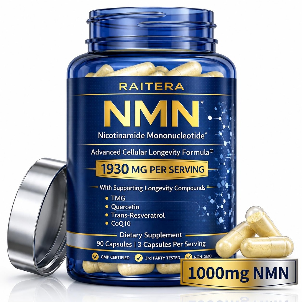 NMN Supplement 1000mg – 10 in 1 Advanced NAD+ Support with Quercetin, TMG, Resveratrol, ALA, CoQ10 & Apigenin – NMNH Alternative for Women & Men – Supports Cellular Energy & NAD+ Levels – 90 Capsules
