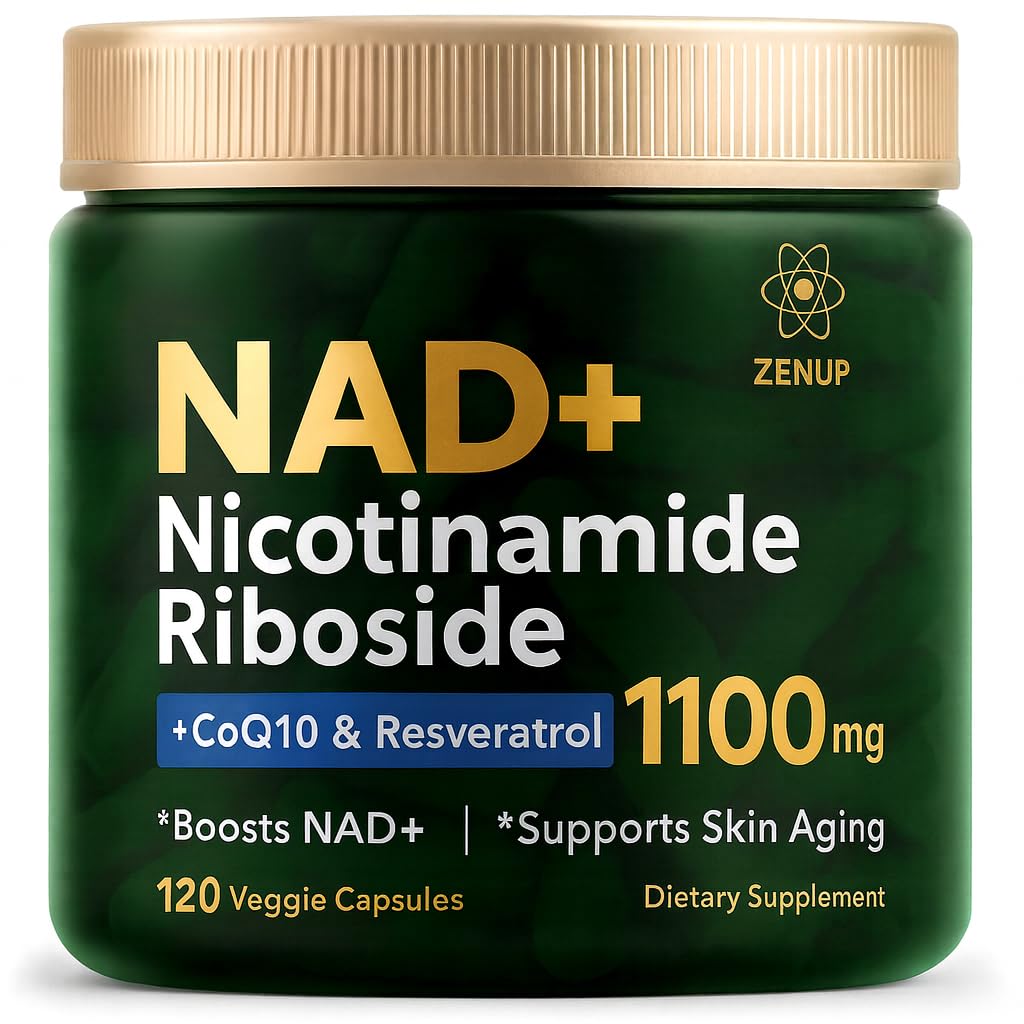 NAD+ Supplement | 1100mg Liposomal Nicotinamide Riboside with Resveratrol & Quercetin | Anti-Aging, Cellular Energy | 120 Caps