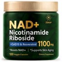 NAD+ Supplement | 1100mg Liposomal Nicotinamide Riboside with Resveratrol & Quercetin | Anti-Aging, Cellular Energy | 120 Caps