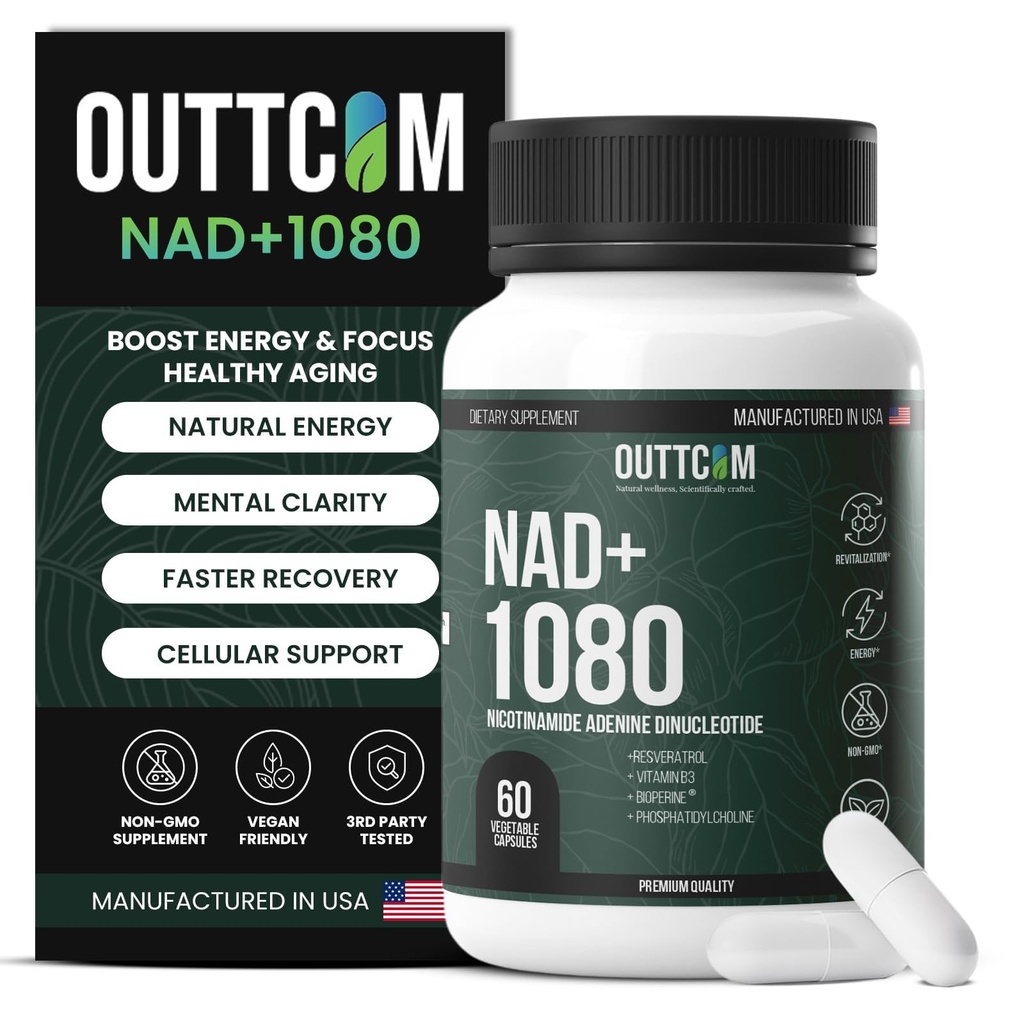Liposomal NAD+ Supplement 900mg — Resveratrol, B12, Phosphatidylcholine & Bioperine | 60 Vegan Capsules | Cellular Energy, Focus & Healthy Aging | NMN Alternative | Made in USA