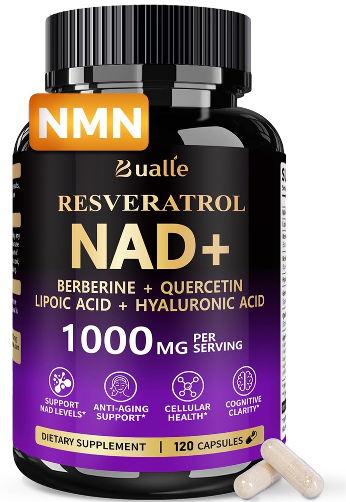 Liposomal NAD Resveratrol Supplement, NAD Supplements for Women & Men - NMN Supplement Alternative, Supports Healthy Aging, Cellular Energy, 8-in-1 with NAD+, Resveratrol, Quercetin, 120 Capsules