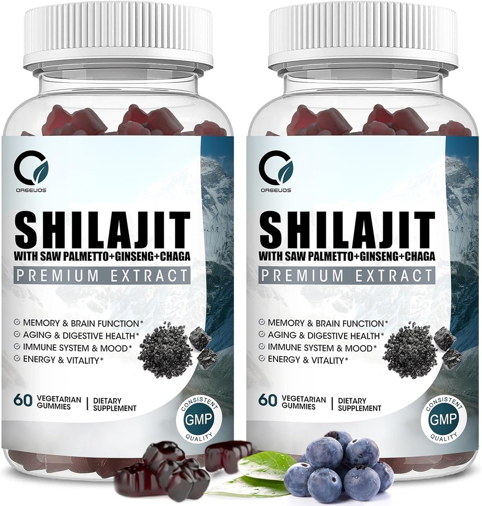 Ιμαλαΐων Shilajit Gummies με 85+ Trace Minerals & Fulvic Acid για την ενέργεια, ανοσοποιητικό, Γνωστική Υποστήριξη Υψηλή Ικανότητα Pure Natural Shilajit συμπλήρωμα για άνδρες & γυναίκες 60 Gummies (2 συσκευασίες)