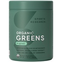 Sports Research® Organic Greens Superfood Powder w/Spirulina & Chlorella, Adaptogens, Enzymes, Probiotics & 8 VIT Bs για την υποστήριξη των ορνίθων και της διάθεσης* - Vegan, Sugar-Free & Low-Cal Original 20 Services