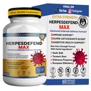 Herpes Defend Max, Extra Strength Advanced Defense Formula, 60 Capsules, with Elderberry, Echinacea, Turmeric, Garlic, Vitamins and Probiotics