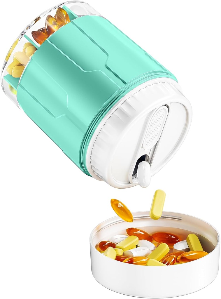 Odaro Extra Large Pill Organizer, Travel Pill Box Organizer, Daily Medicine Organizer και Αποθήκευση 7 Διαμέρισμα για να κρατήσει ιατρική, βιταμίνη και συμπλήρωμα - Cyan