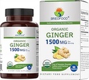 Brieofood Organic Ginger 1500mg, 45 μερίδες, χορτοφαγικά, χωρίς γλουτένη, 90 χορτοφαγικά δισκία