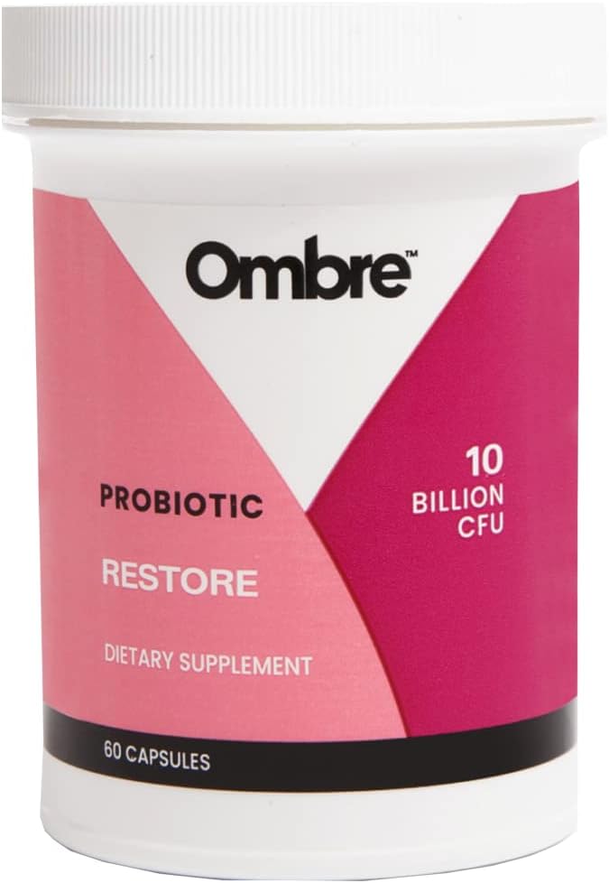 Ombre Restore Probiotics για τις γυναίκες, Daily Gut Health Supplement for Vaginal, Digestive, Urinary Tract, & Immune Support, 10 δισεκατομμύρια CFU, Ράφι-Stable, 30 υπηρεσίες
