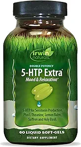 Irwin Naturals Double Potency 5-HTP Extra - 60 Liquid Soft-Gels, Pack of 3 - for Relaxation & Serotonin Production - 90 Total Services