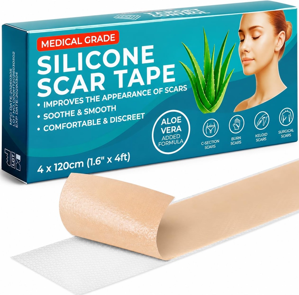 Aloe Vera Medical Grade Silicone Scar Sheets for Surgical Scars, Silicone Scar Tape | 1.6" x 4ft | Silicone Sheets, C-Section, Tummy Tuck, Breast Surgery, Keloid Scar Care