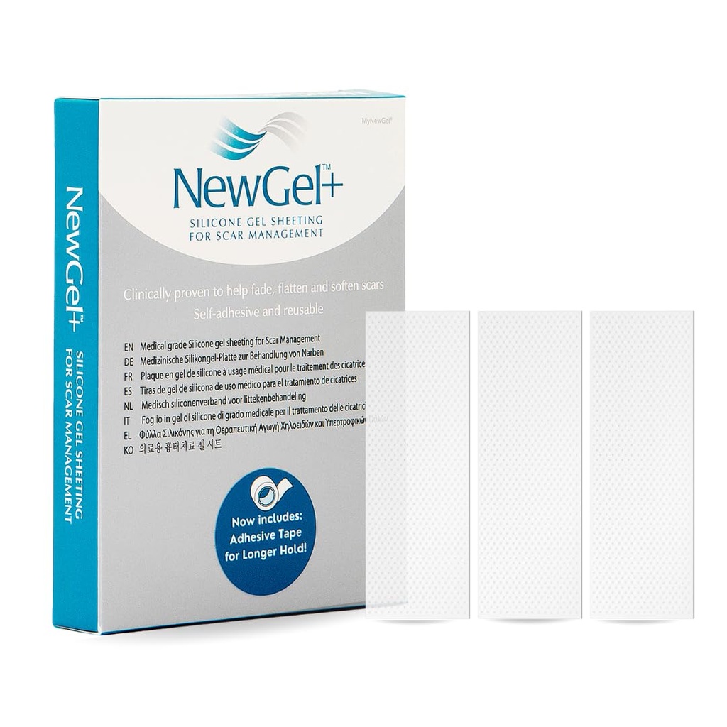 MyNewGel Advanced Silicone Scar Treatment Sheets | Old, New Scars, Surgery, Keloids, C-Section, Burns | 1" x 3" Sheet (3 Count) - Clear