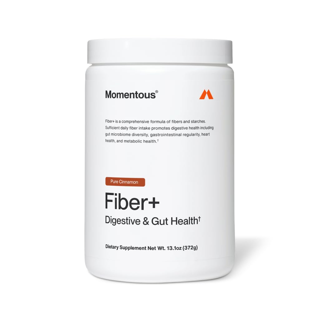 Momentous Fiber+ - Daily Multi-Source Fiber Blend to Support Nutrient Absorption, Natural Energy Production, & Recovery - NSF Certified for Sport - Non-GMO & Gluten-Free - 30 Servings - Pure Cinnamon