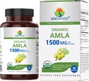 Brieofood Organic Amla 1500mg, 45 Servings, Vegetarian, Gluten Free, 90 Vegetarian Tablets