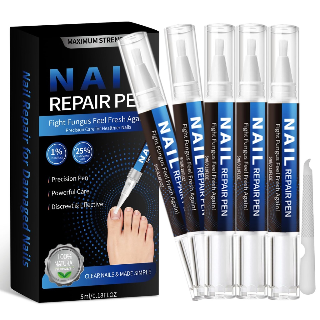 Nail Fungus Treatment Pen (5 Count) 25% Undecylenic Acid Maximum Strength Toenail Fungus Pen, Suitable for Toenail Repair for Damaged, Broken& Discolored Nails Repair -5ml/0.18FLOZ