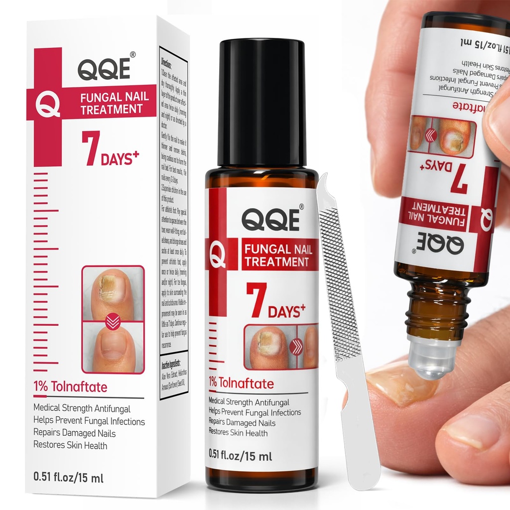 Nail Fungus Treatment Extra Strength – 1% Tolnaftate, Effective Treatment Under and Around Nails, Repairs Damaged Nails, Plant-Based Gentle Formula for Thickened and Discolored Nails, 0.51 fl.oz