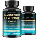 Magnesium Glycinate 500mg Chelate Capsules – 240 Count – 90mg Elemental Magnesium Per Serving – High Absorption Supplement – Non-GMO, Gluten Free – Made in USA