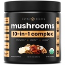 NutraChamps Organic Mushroom Powder - 10-σε-1 Complex - Mushroom Supplement Powder Blend for Memory, Focus & Immune Support - 8oz (8.0 OZ, Mushroom Blend)