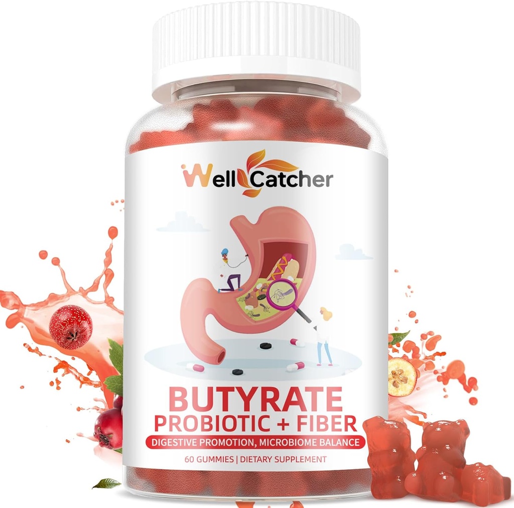 Butyrate Gummies Gut Health Supplement: Butyrate με προβιοτικές και προβιοτικές ίνες για τις γυναίκες άνδρες ζάχαρη δωρεάν Digestive & ενέργεια Μεταβολισμός Υποστήριξη Vegan Hawthorn Γεύση 30 ημέρες προσφοράς