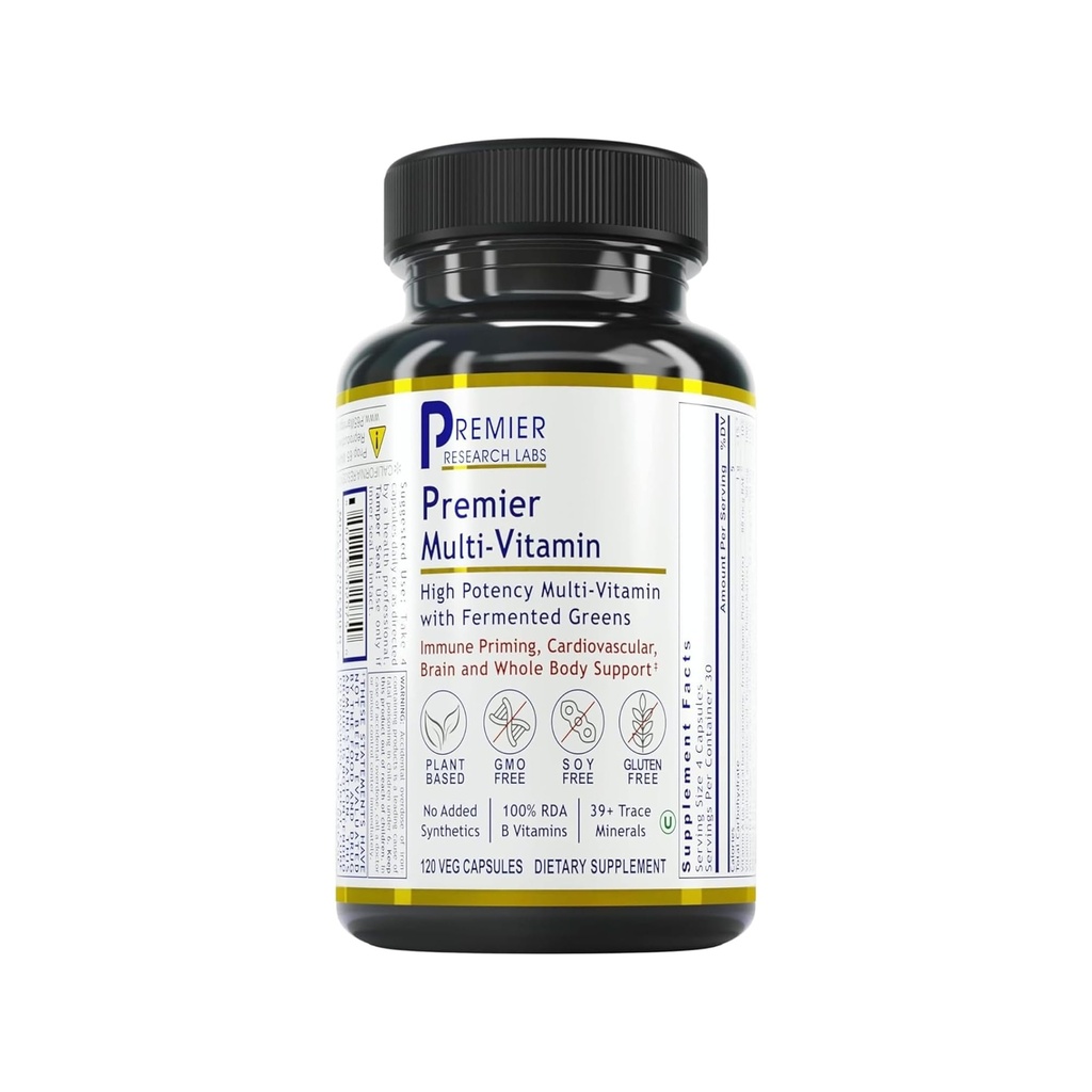 Premier Research Labs Multi-Vitamin - Ανοσοποιητικό, Εγκεφαλικό & Καρδιά Υποστήριξη  Χωρίς γλουτένη & σόγια - 120 Κάψουλες Φυτικής προέλευσης