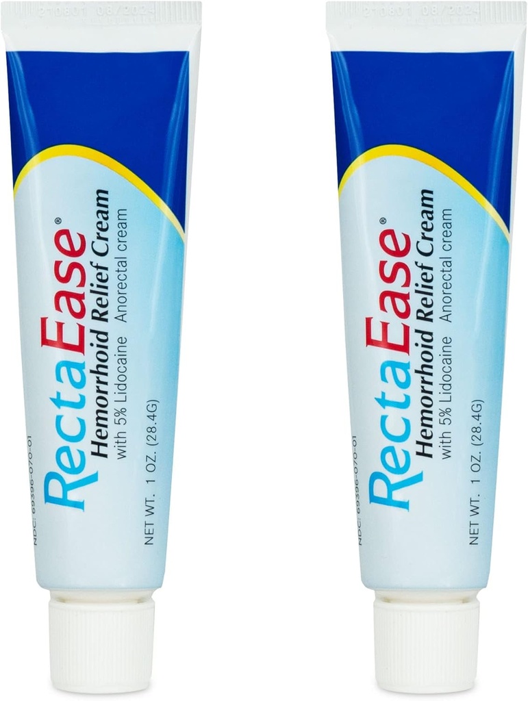 (2 Pack) 5% Lidocaine Hemorrhoid Relief Cream 1 oz Tube, Anorectal Cream, Rapid Numbing Relief, Hemorrhoid Treatment from Itch and Burn