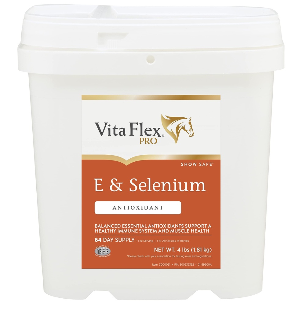 Vita Flex Pro E και συμπλήρωμα σεληνίου αλόγων, ισορροπημένα απαραίτητα αντιοξειδωτικά, 4 Λίρες, 64 ημέρες προσφοράς