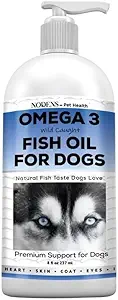 Nodens Φυσικό ιχθυέλαιο για σκύλους 100% Αμιγής Omega 3 Fish Oil Υγρό Σκύλος Skin & Coat συμπλήρωμα, Μειώστε το χύσιμο και φαγούρα. Ωμέγα 3 λιπαρά οξέα EPA & DHA για τις ενώσεις σκύλων, ανοσοποιητική υποστήριξη & πέψη