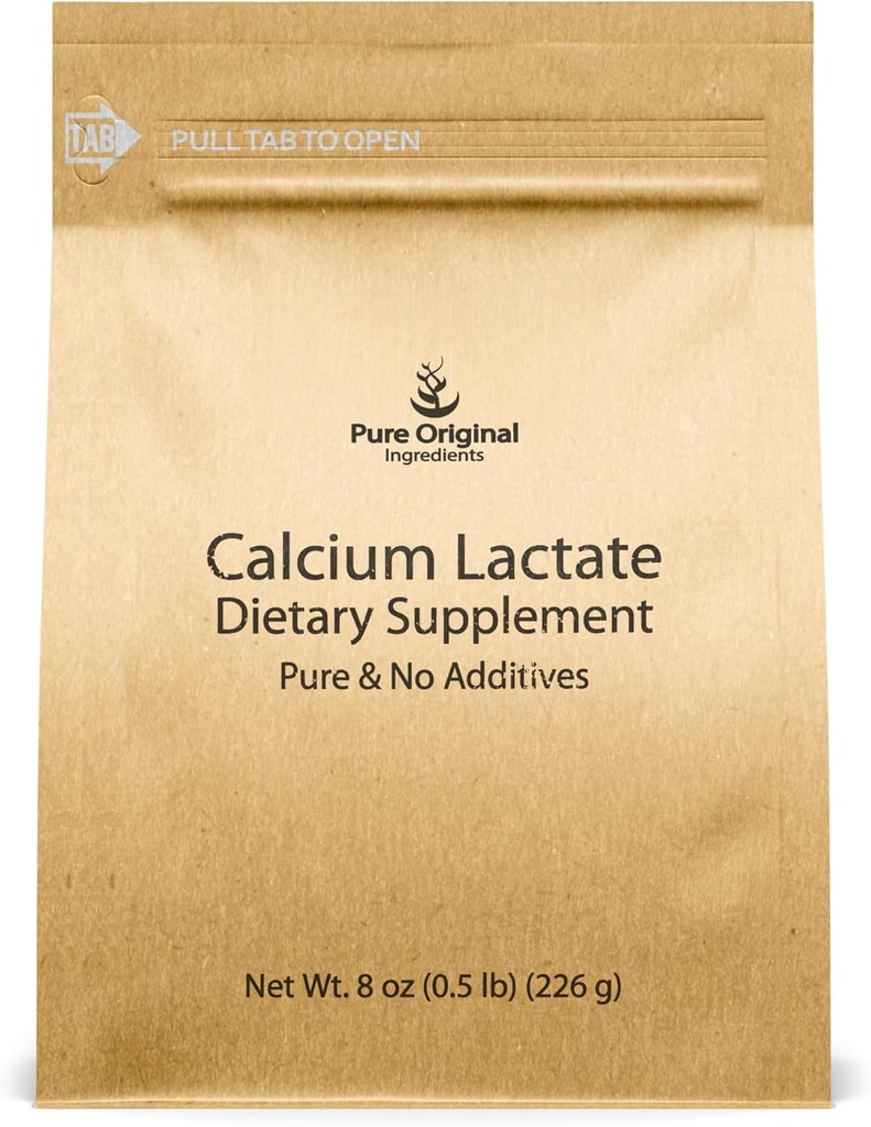 Pure Original Ingredients Calcium Lactate (8 oz) Calcium Supplement, Electrolyte