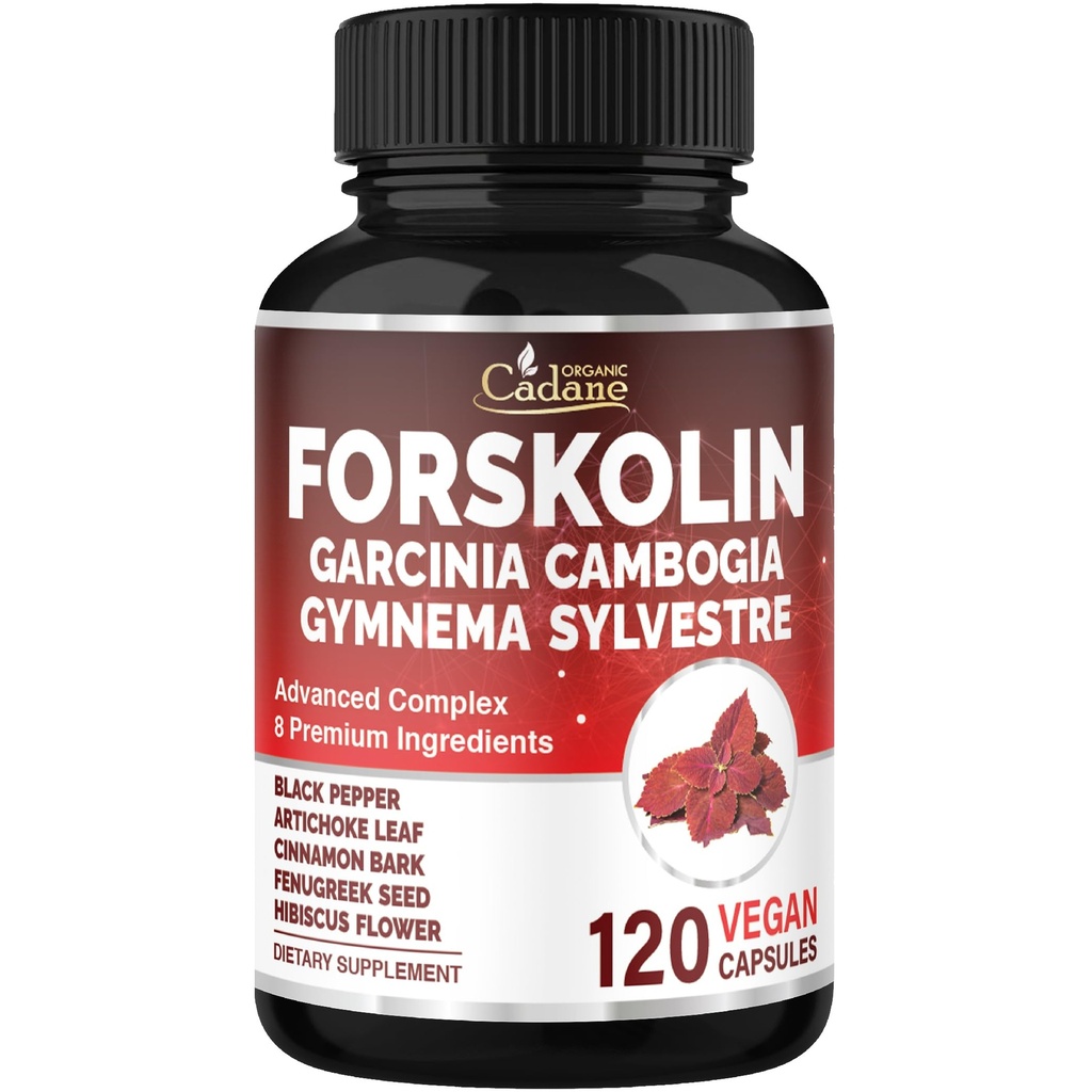 Cadane Forskolin Supplement with Garcinia Cambogia, Gymnema Sylvestre, Cinnamon Bark and More - Vegan, Non-GMO – 120 Capsules – 60-Day Supply