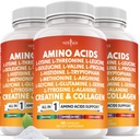 NEW AGE Amino Acids Supplement L-Lysine, L-Threonine, L-Leucine, Isoleucine, Valine, L-Histidine, L-Tryptophan, L-Methionine, L-Arginine, L-Cysteine, L-Glutamine, L-Serine, Aspartic Acid- 180 Count