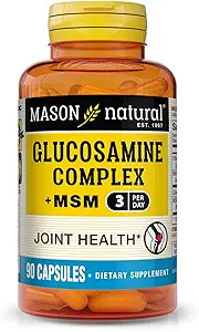 Mason Natural Glucosamine Complex Plus MSM with Vitamin C - Υποστηρίζει κοινή υγεία, βελτιωμένη ευελιξία και κινητικότητα, 90 κάψουλες