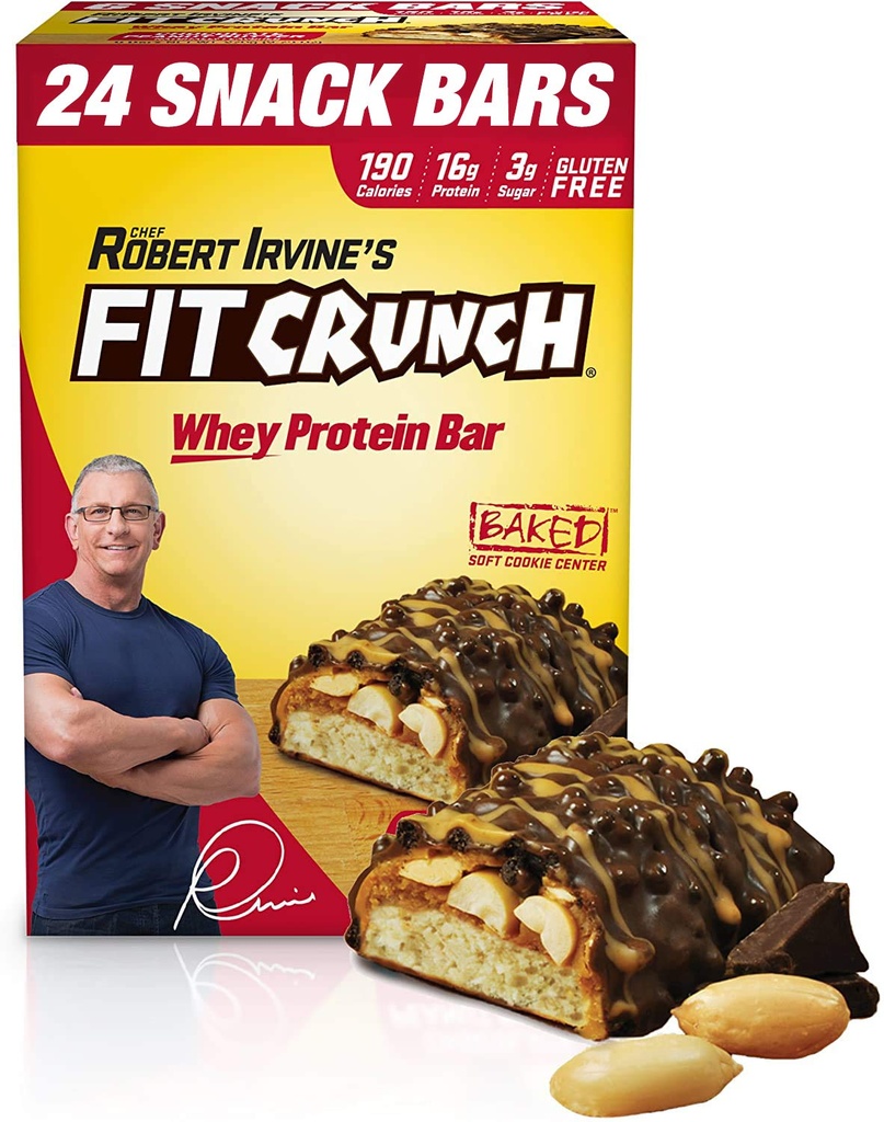FITCRUNCH High Protein Bars, Value Pack, Snack Size Protein Bars, Gluten Free (Peanut Butter)