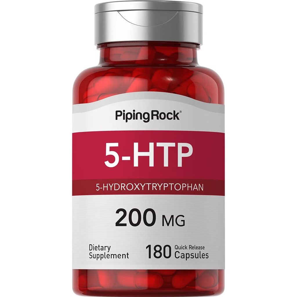 Piping Rock 5-HTP 200mg | 180 Capsules | 5-Hydroxytryptophan Supplement | Non-GMO, Gluten Free