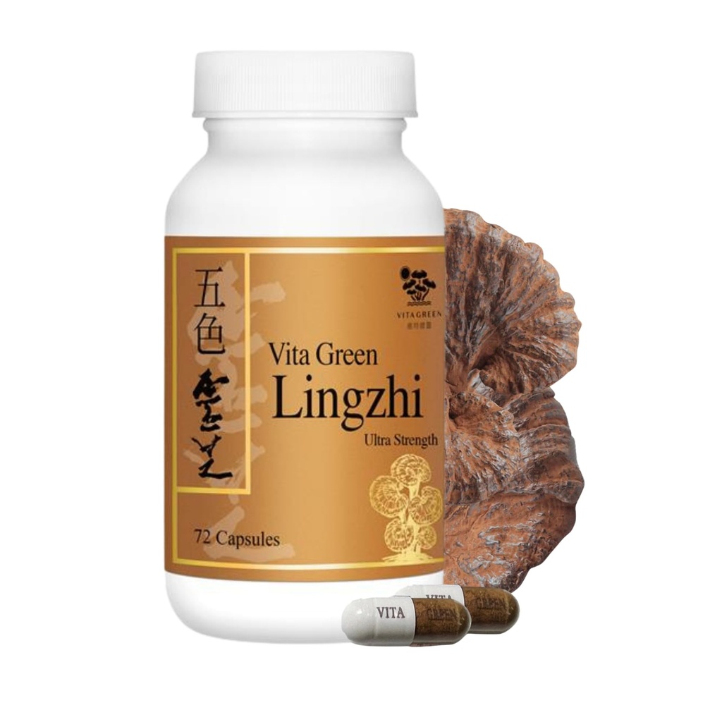 Vita Green Lingzhi Mushroom Κάψουλες για την Ενέργεια, τη Μνήμη, και την Ανοσολογική Υποστήριξη – Pure Reishi συμπλήρωμα με φυσικά αντιοξειδωτικά για την ευεξία και την ενέργεια – 72 κάψουλες