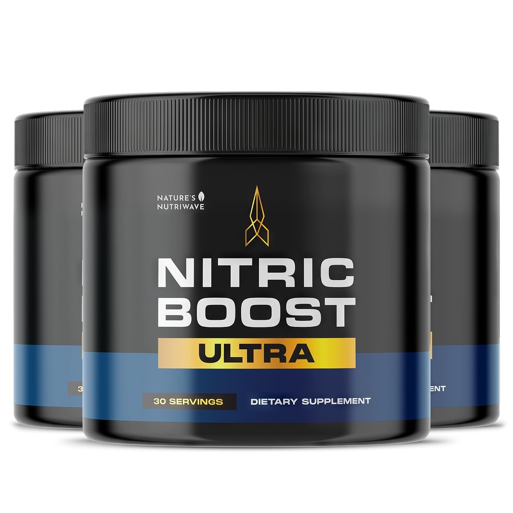 Nitric Boost Ultra Powder - Made in the USA, GMP-Certified, Non-GMO, Non-Habit Forming Formula - 30 Servings, 3 Month Supply