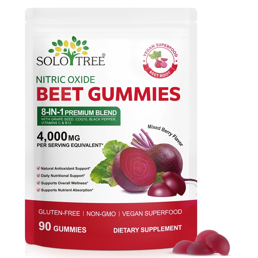 Beetroot Gummies, Organic Beet Root Chews Gummies for Natural Energy Support, Beetroot Supplement for Men and Women, 90 Count (1)