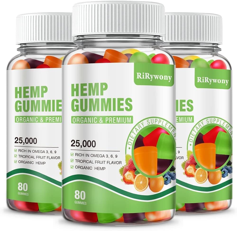 Hemp Gummies for Sleep, Pain, Anxiety 3 Packs, High Potency Edible Gummies Extra Strength Organic Hemp Oil Extract Vegan Bear Gummy - 240 Counts Candy