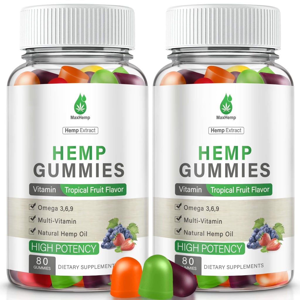 Hemp Gummies for Sleep, Pain, Anxiety - High Potency Advanced Extra Strength with Pure Natural Hemp Oil - Hеmp Gummy for Adults, Vegan Sugar Free (2 Packs)
